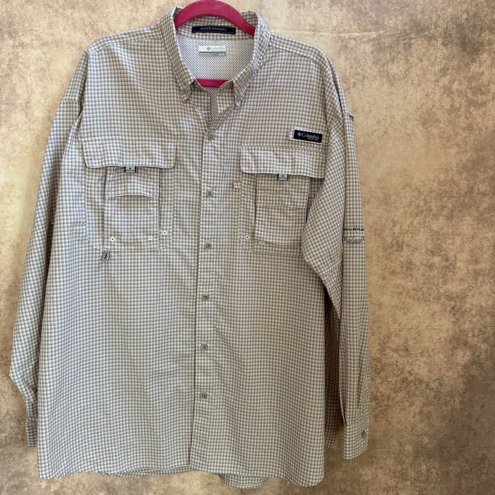 Columbia PFG Super Bahama‎ Fishing Shirt Men's XL Plaid Omni-Shade Vented